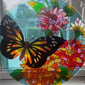 Vibrant Stained Glass Butterfly Art